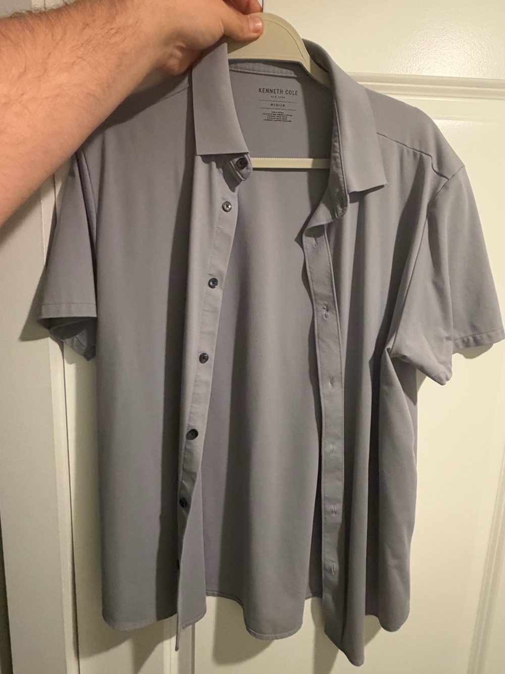 Kenneth Cole Light Gray Short-Sleeve Button-Down Shirt